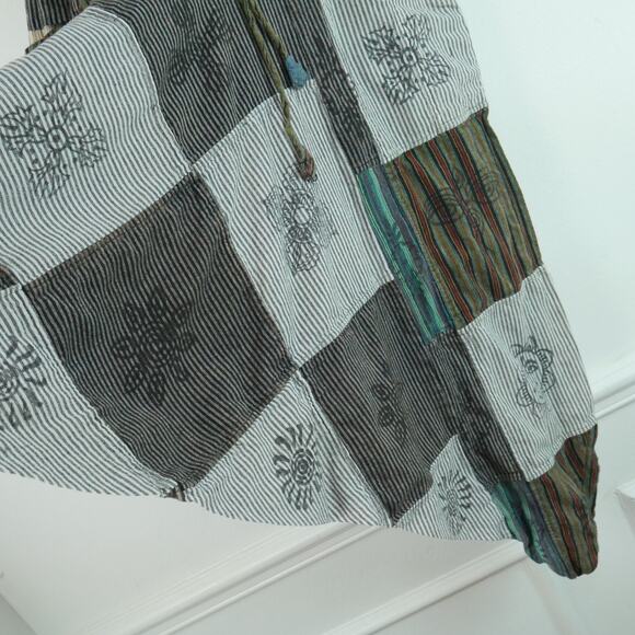 Patchwork Boho Pants Festival Harem Drop Crotch Fairy Grunge Rave Hippy Green - Picture 4 of 13